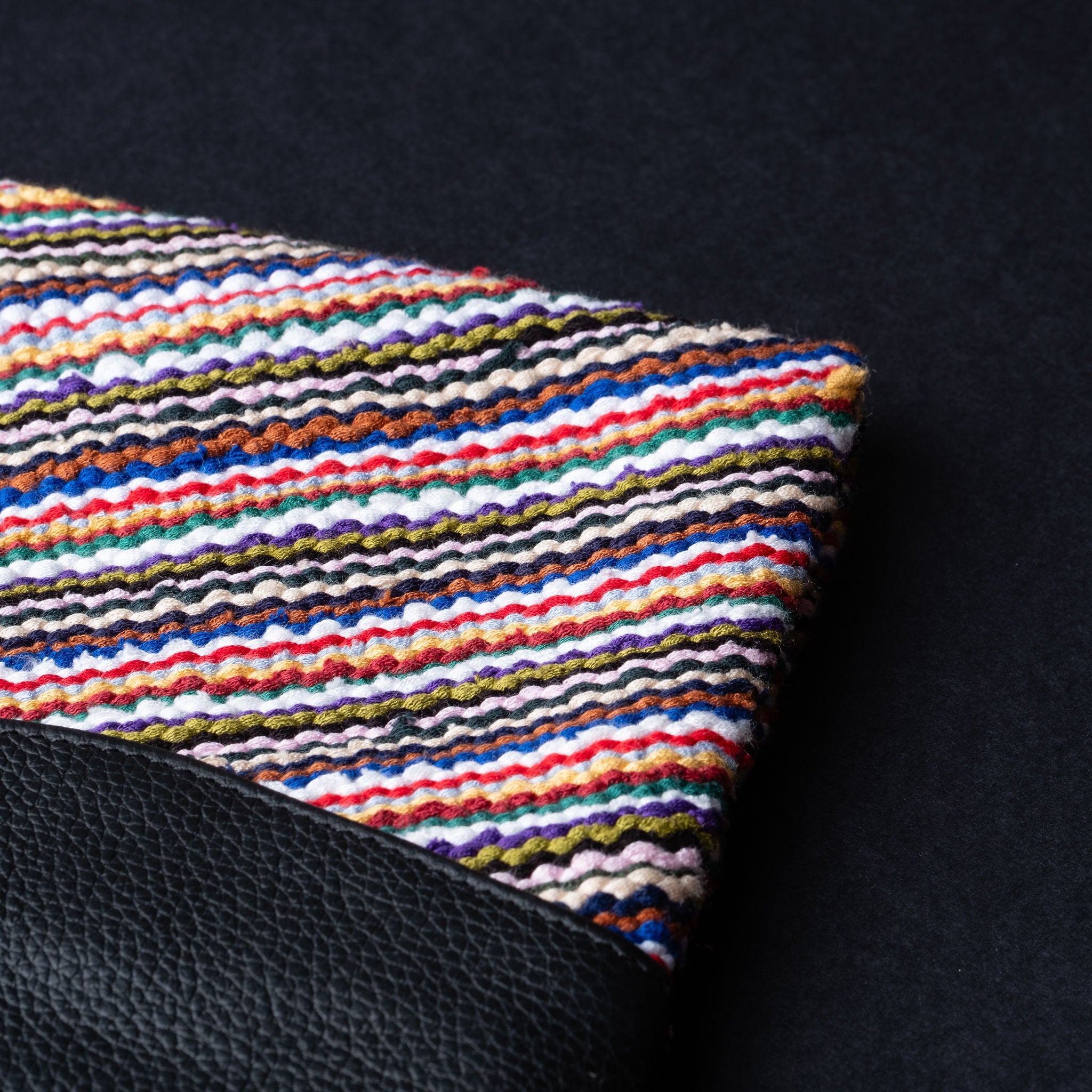 IDYR Khyam Woven Leather Clutch in Black | Handmade Moroccan Artisan Bag