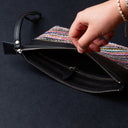 IDYR Khyam Woven Leather Clutch in Black | Handmade Moroccan Artisan Bag
