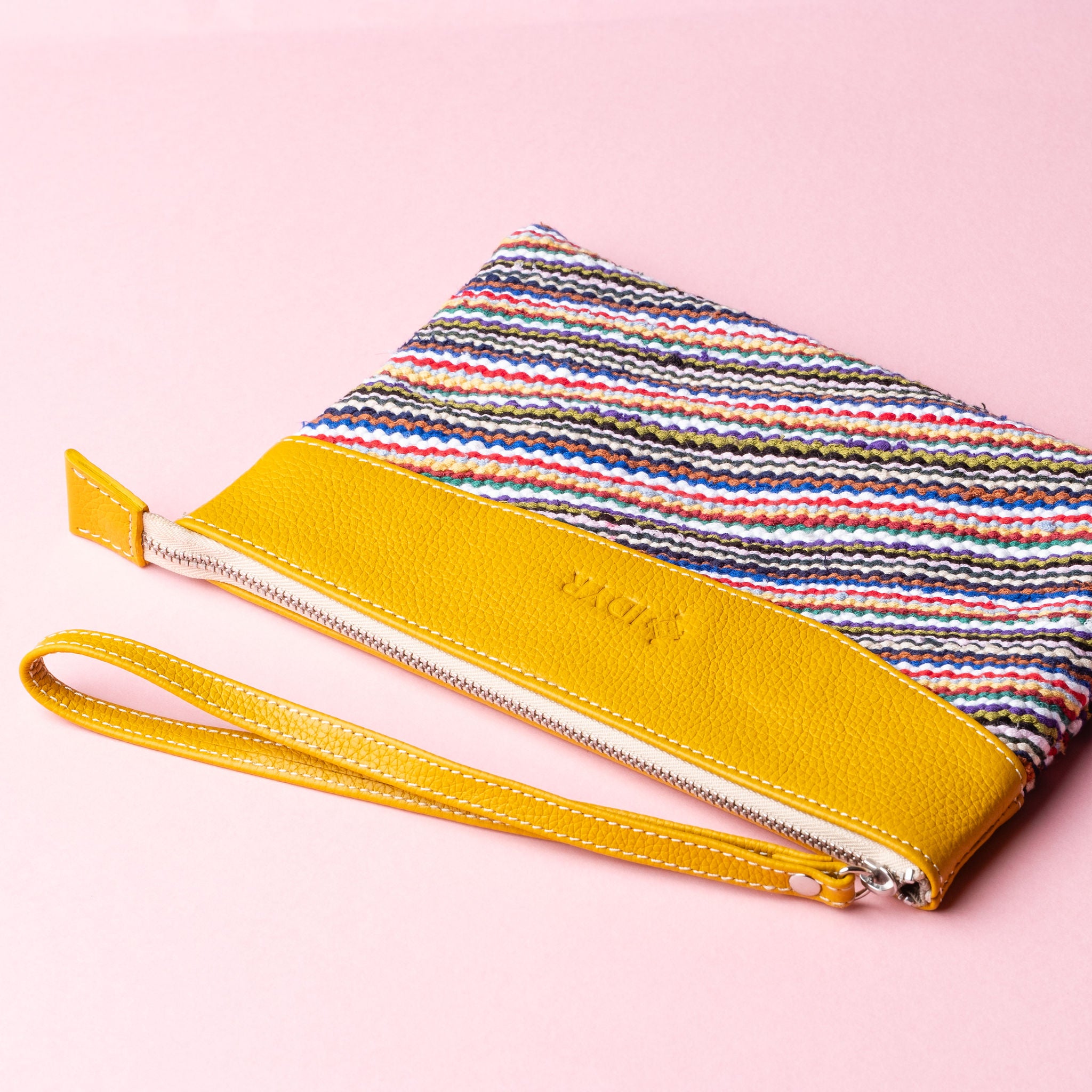 IDYR Khyam Woven Leather Clutch in Yellow  | Handmade Moroccan Artisan Bag