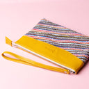 IDYR Khyam Woven Leather Clutch in Yellow  | Handmade Moroccan Artisan Bag