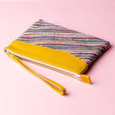 IDYR Khyam Woven Leather Clutch in Yellow  | Handmade Moroccan Artisan Bag