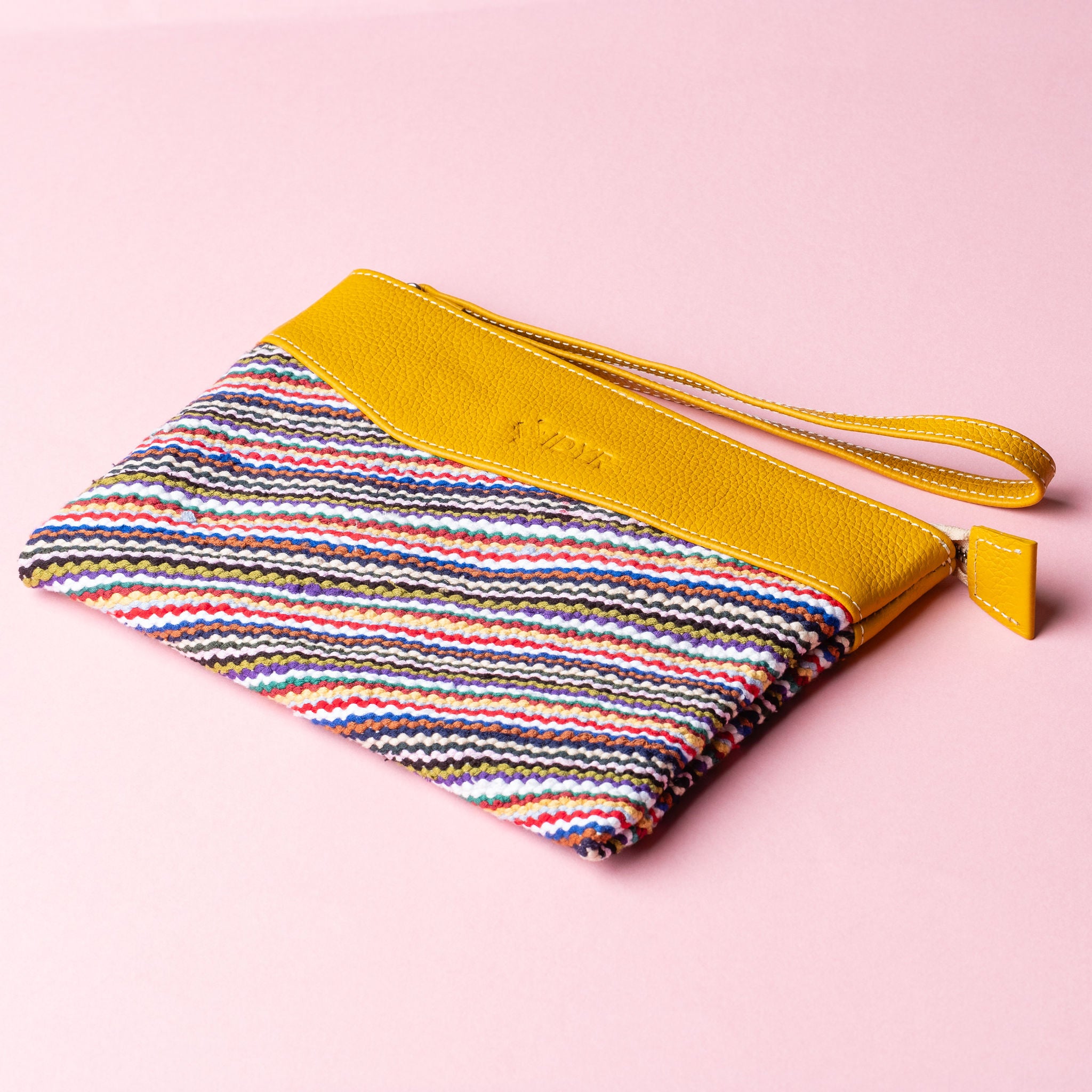 IDYR Khyam Woven Leather Clutch in Yellow  | Handmade Moroccan Artisan Bag