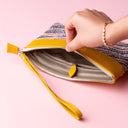 IDYR Khyam Woven Leather Clutch in Yellow  | Handmade Moroccan Artisan Bag