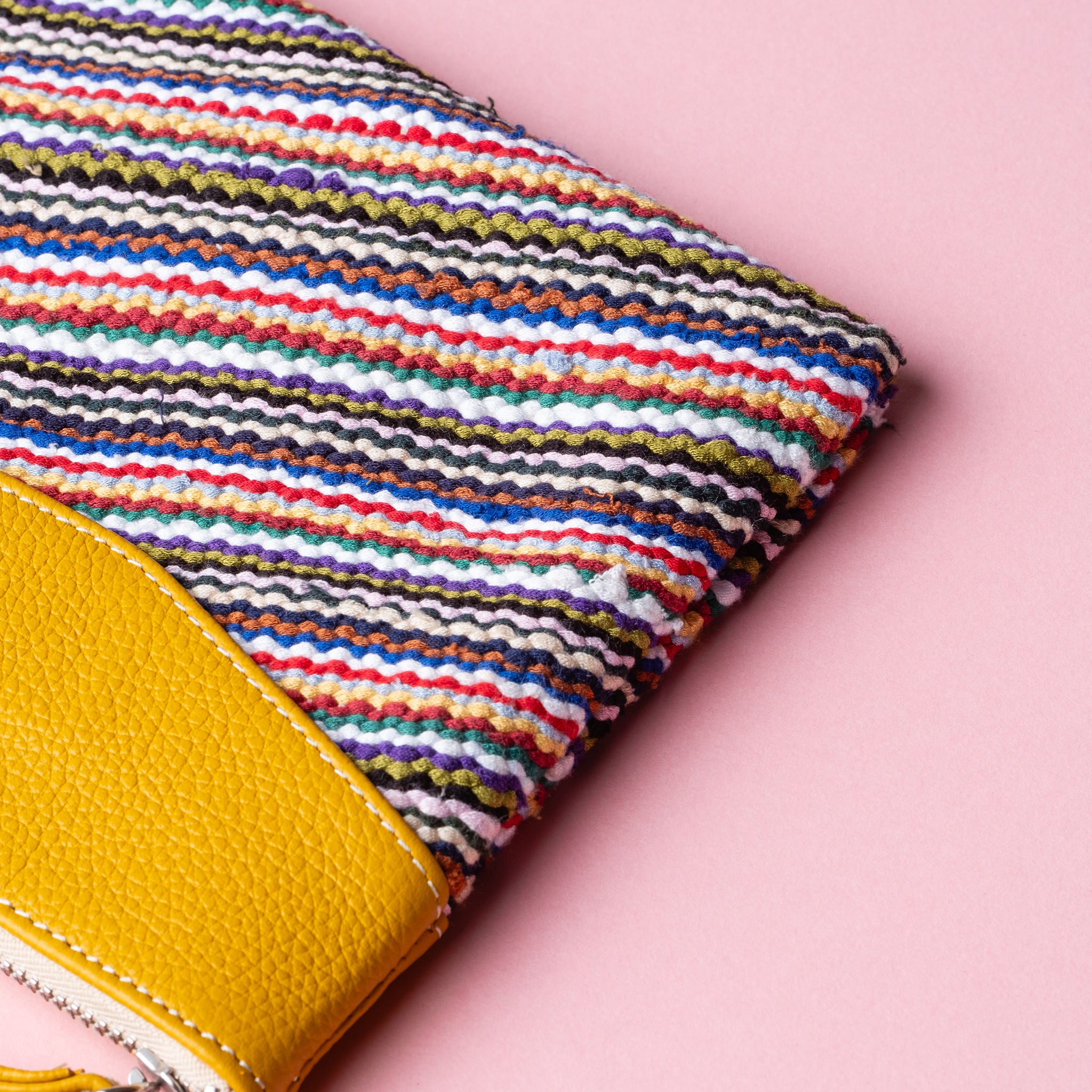 IDYR Khyam Woven Leather Clutch in Yellow  | Handmade Moroccan Artisan Bag