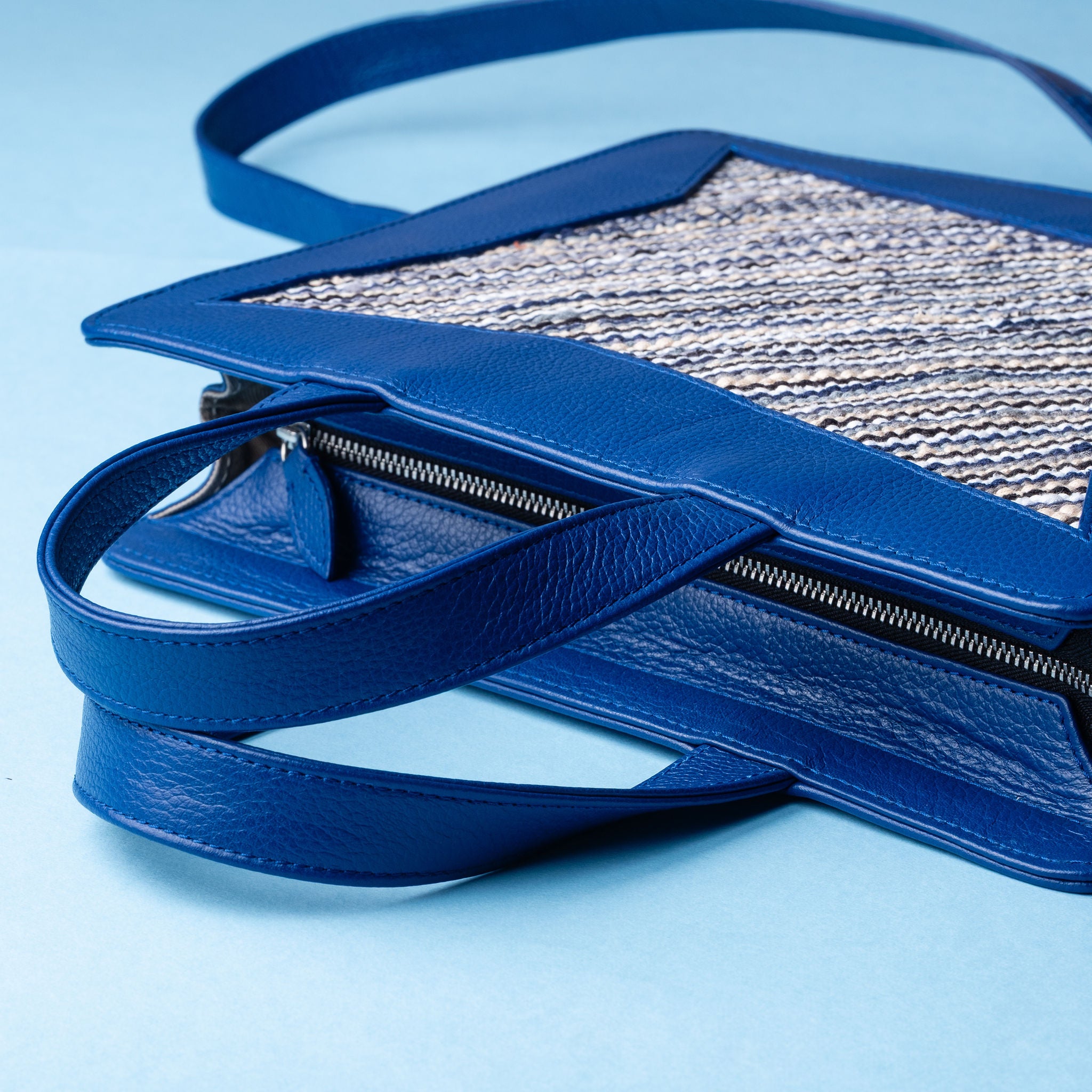 IDYR Kasr Medium Leather Handbag in Blue | Handmade Luxury Moroccan Bag