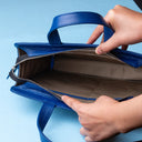 IDYR Kasr Medium Leather Handbag in Blue | Handmade Luxury Moroccan Bag