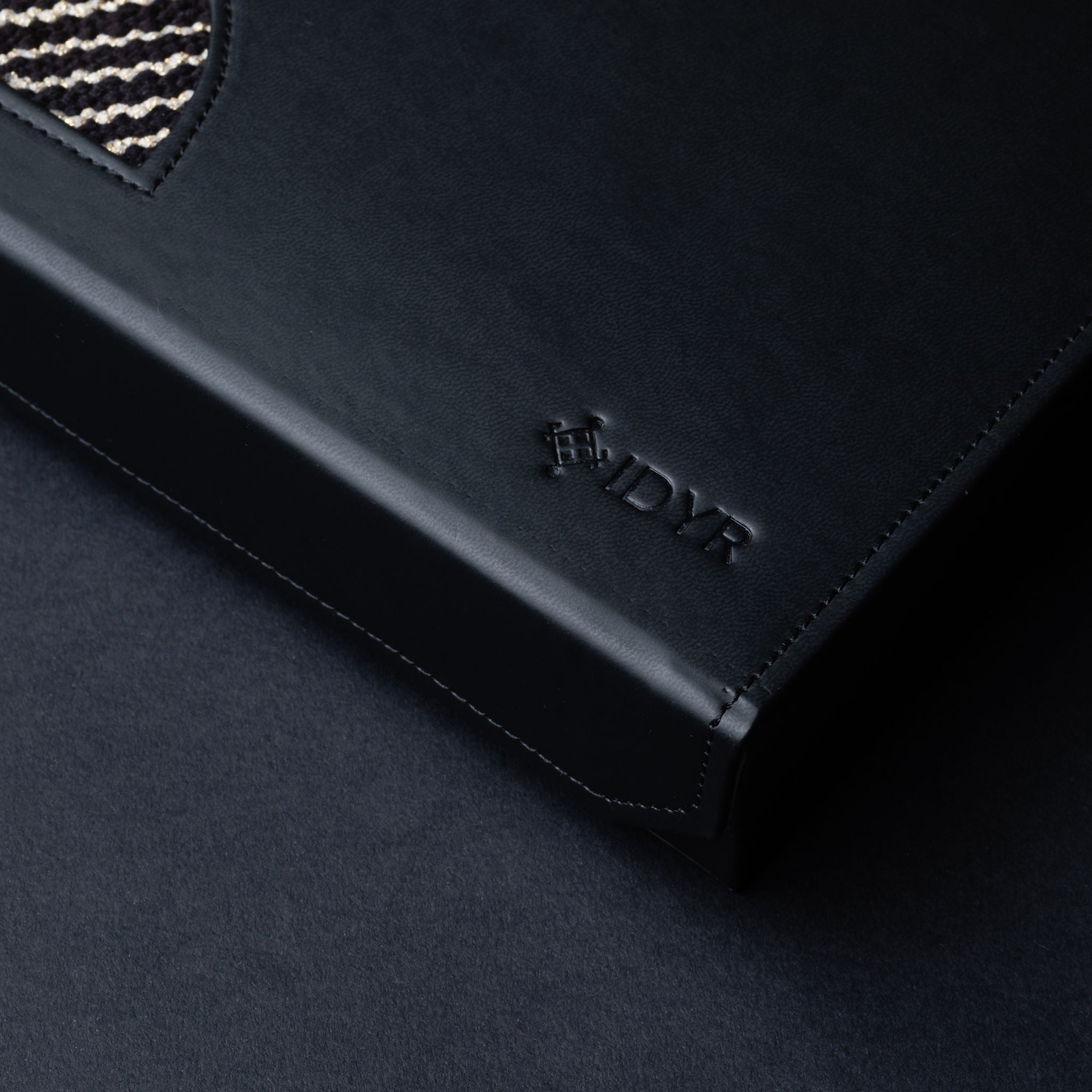 IDYR Khmissa Gift Set in Black | Handmade Moroccan Leather & Boucherouite