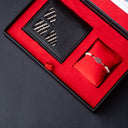 IDYR Khmissa Gift Set in Black | Handmade Moroccan Leather & Boucherouite
