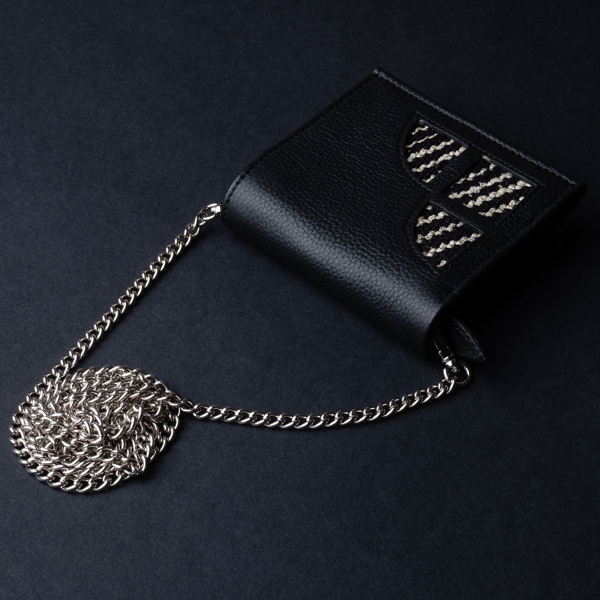 IDYR Khmissa Gift Set in Black | Handmade Moroccan Leather & Boucherouite