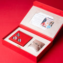 IDYR Khmissa Gift Set in Red | Handmade Moroccan Leather & Boucherouite