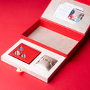 IDYR Khmissa Gift Set in Red | Handmade Moroccan Leather & Boucherouite