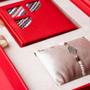 IDYR Khmissa Gift Set in Red | Handmade Moroccan Leather & Boucherouite