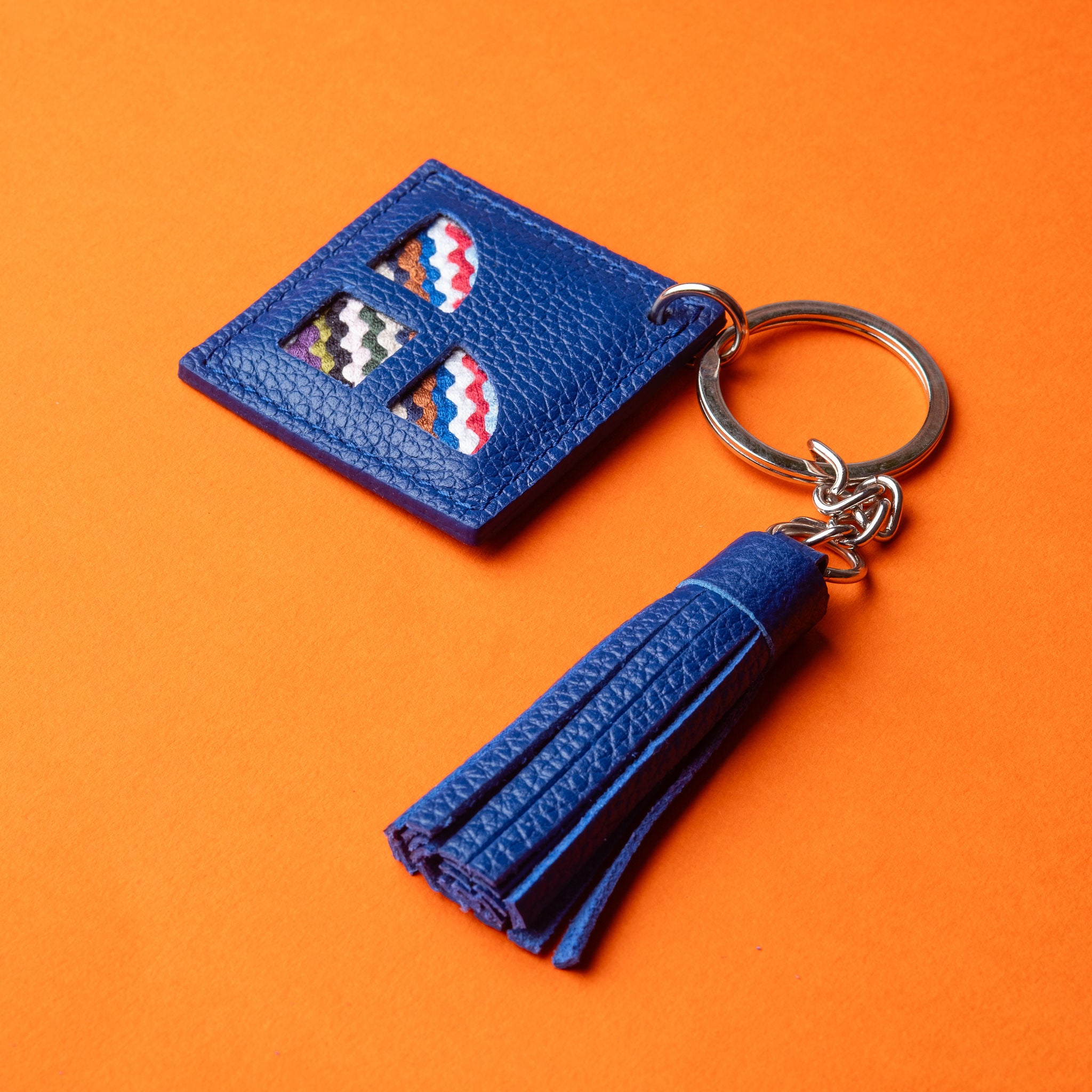 IDYR Ethry Keychain in Blue | Handmade Luxury Moroccan Leather Accessory
