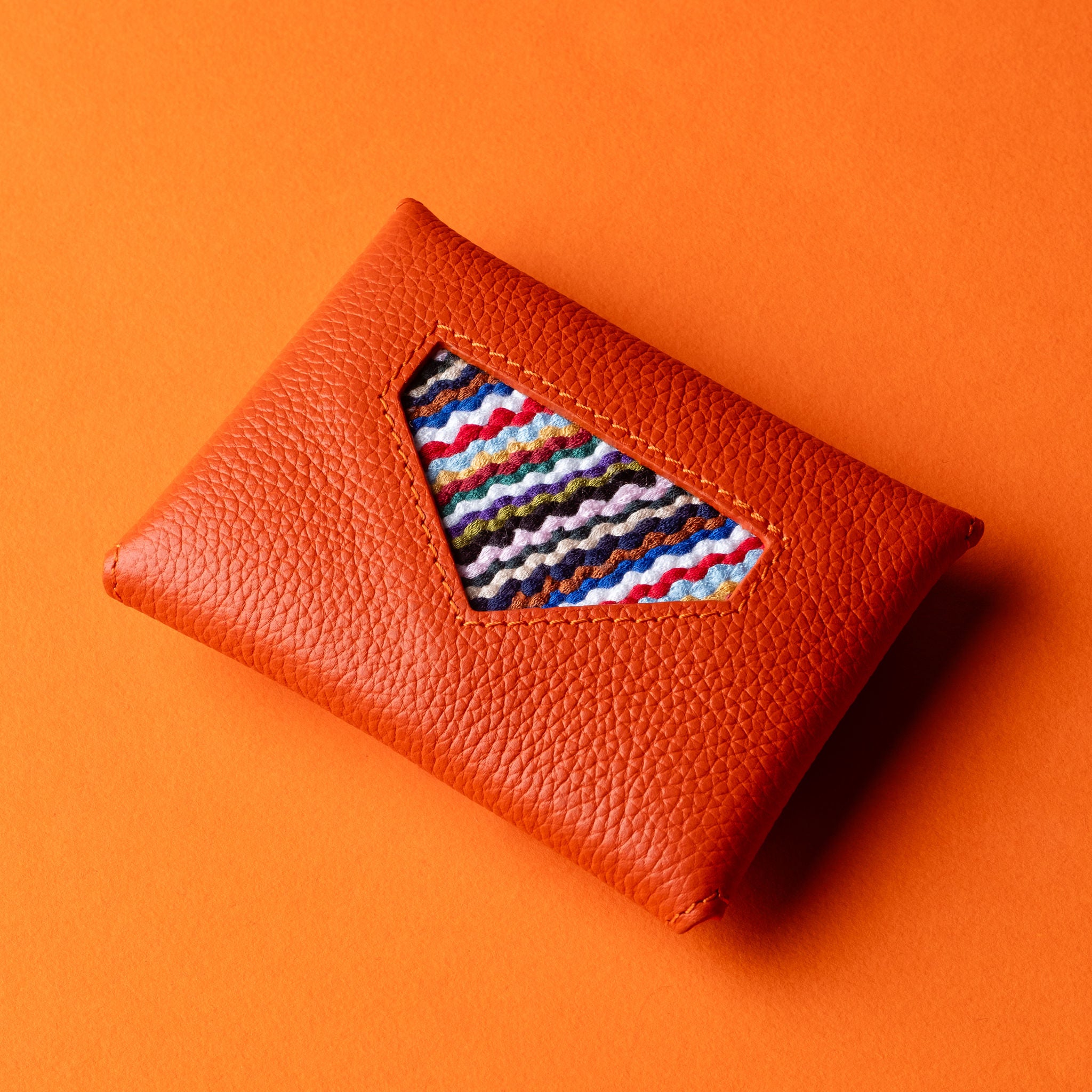 IDYR Ltam Card Holder in Orange | Handmade Luxury Moroccan Leather Accessory