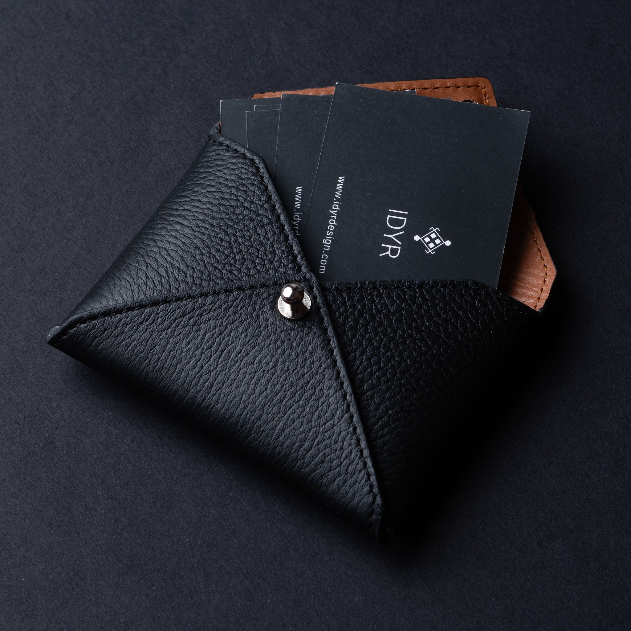 IDYR Ltam Card Holder in Black | Handmade Luxury Moroccan Leather Accessory