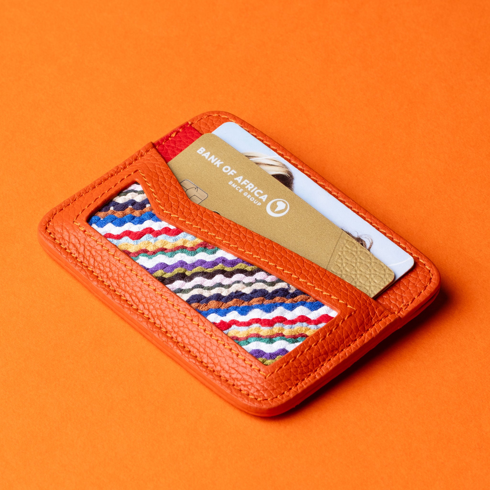 IDYR Tahaddunt Card Holder Orange | Handmade Luxury Moroccan Leather Accessory