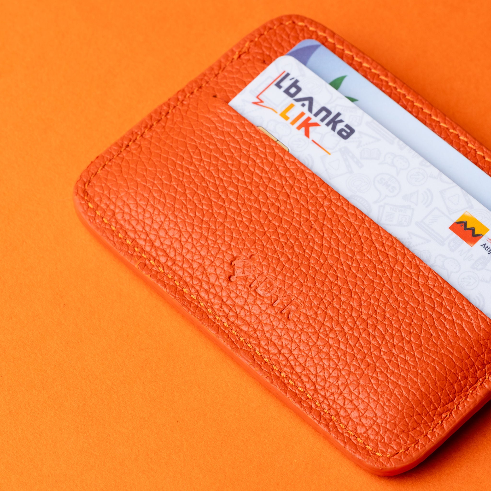IDYR Tahaddunt Card Holder Orange | Handmade Luxury Moroccan Leather Accessory