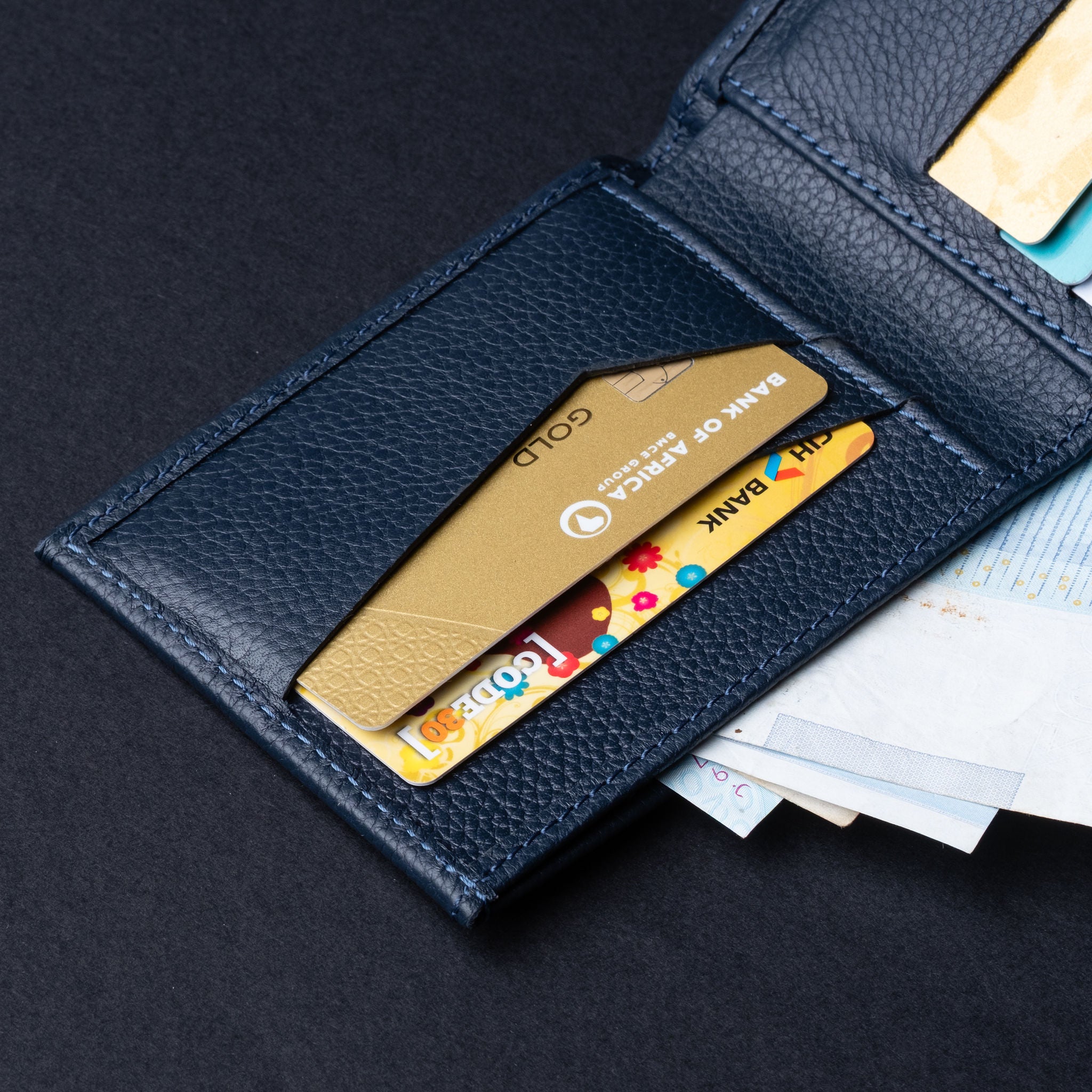 IDYR Beztam I Wallet in Blue | Handmade Moroccan Leather & Boucherouite