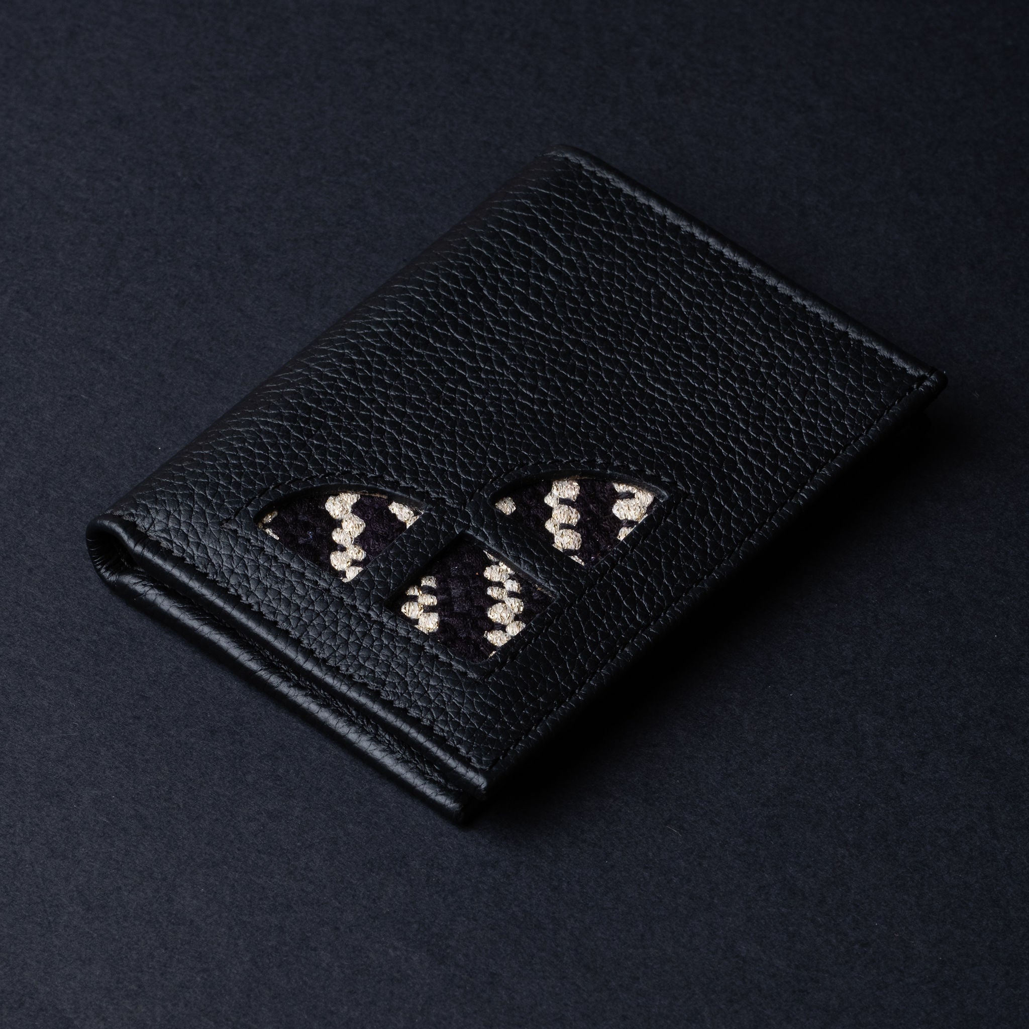 IDYR Beztam II Wallet in Black | Handmade Moroccan Leather & Boucherouite