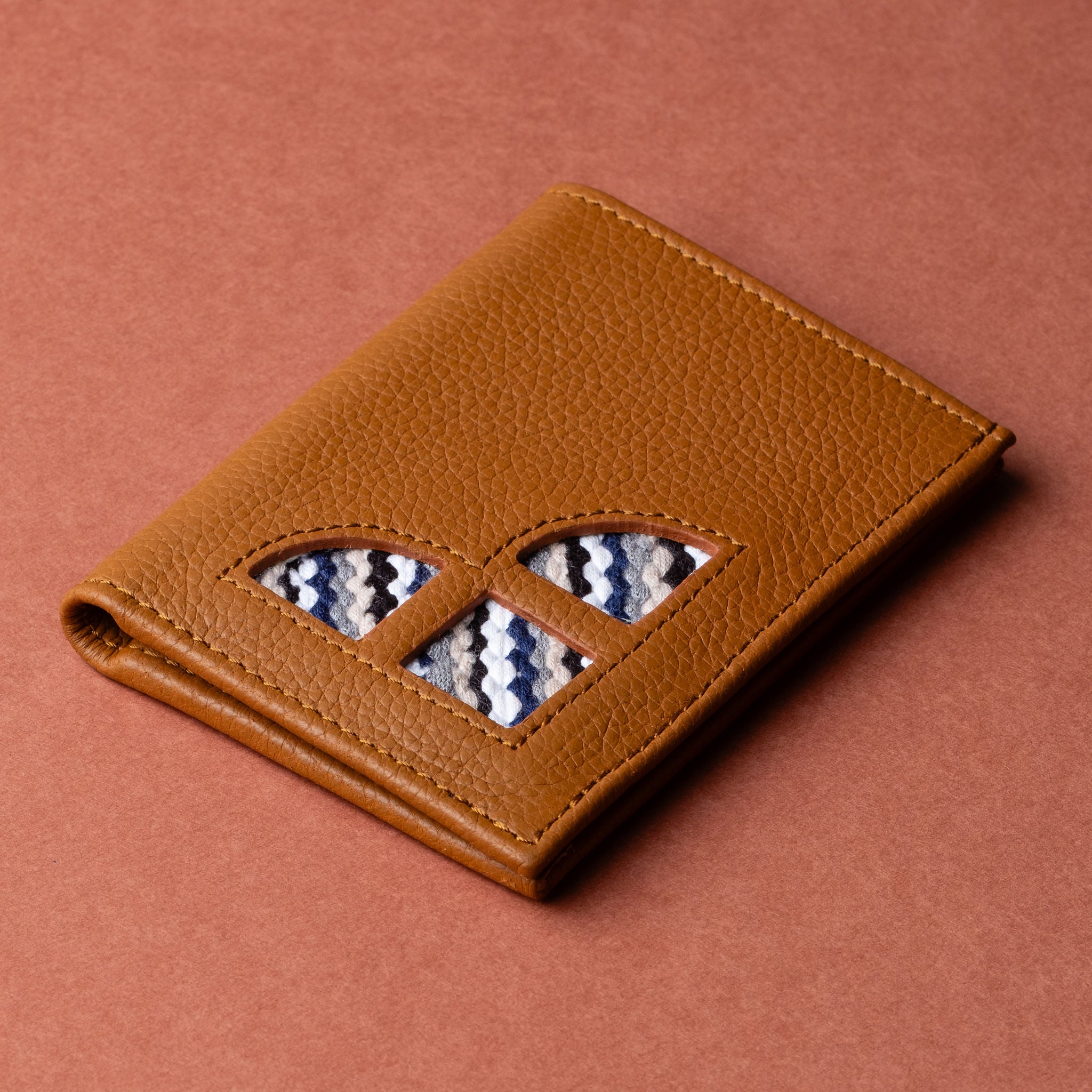 IDYR Beztam II Wallet in Brown  | Handmade Moroccan Leather & Boucherouite