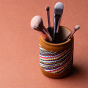 IDYR Akas Pen Holder in Brown | Handmade Handwoven Moroccan Leather Desk Accessory