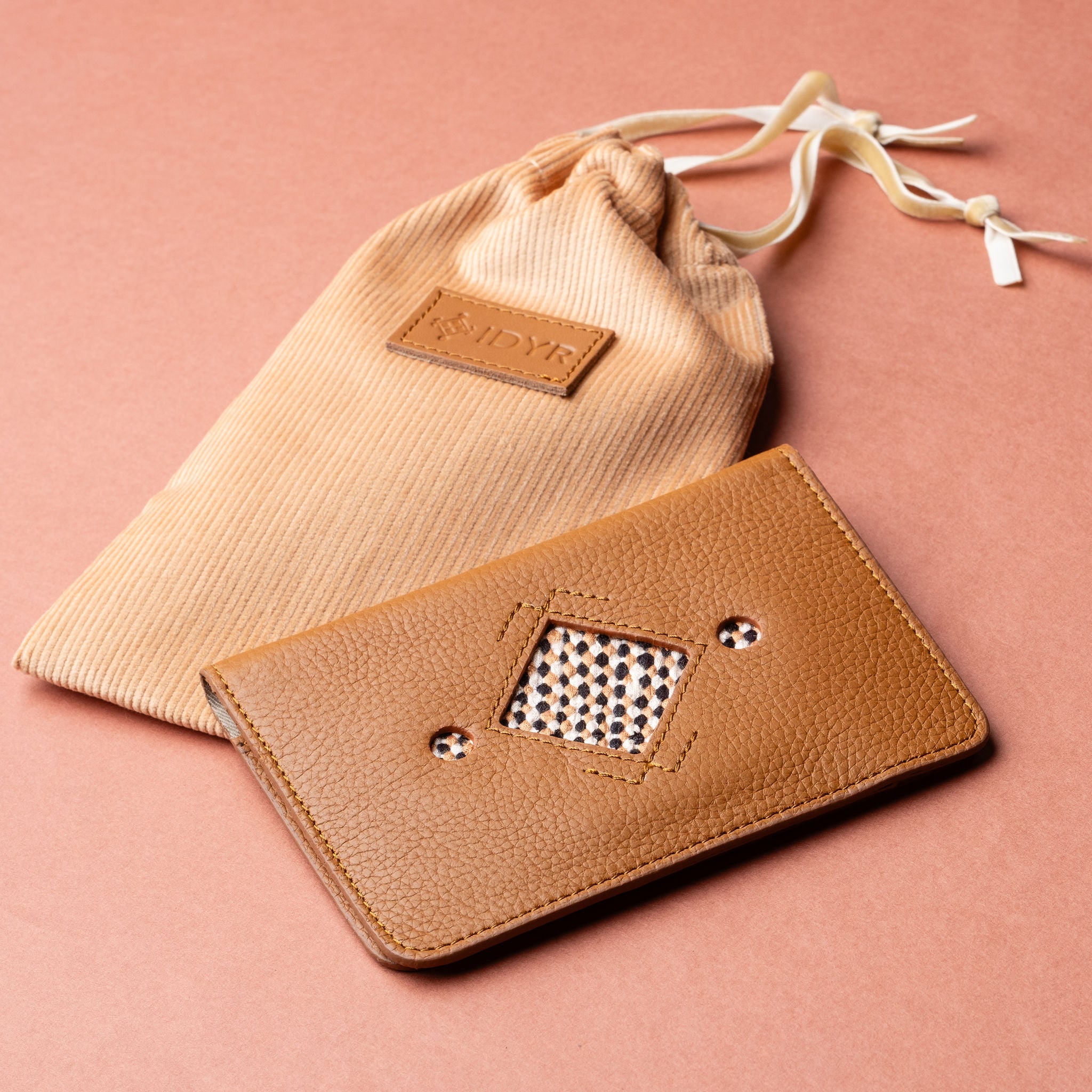IDYR Ahaddoun Passport Holder in Brown | Handmade Leather & Boucherouite