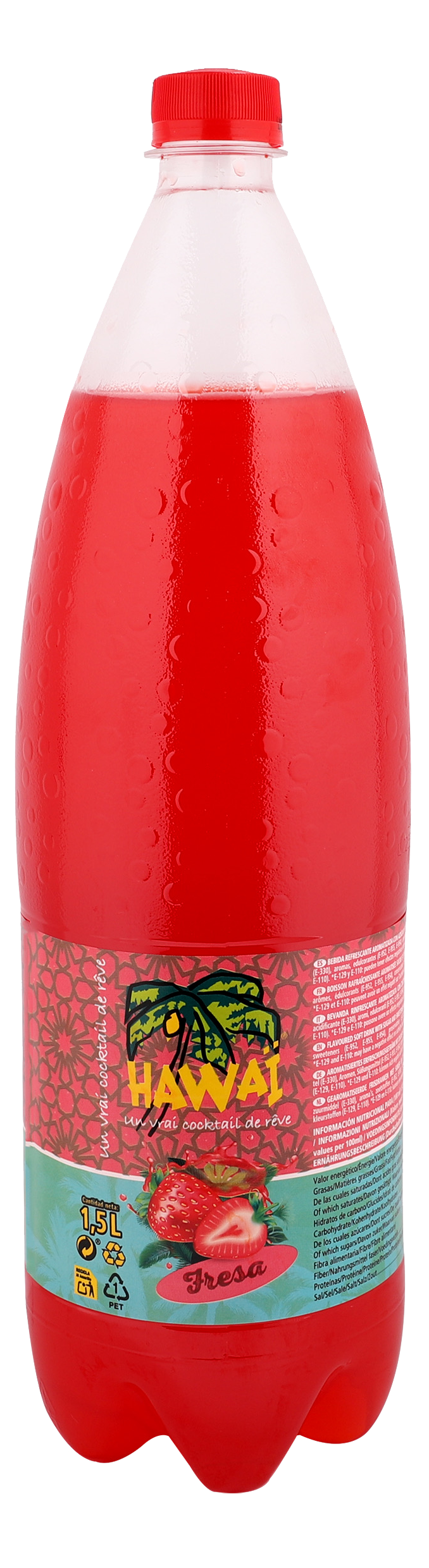 Hawai Stawberry 1.5L Plastic Bottle (Pack of 6)