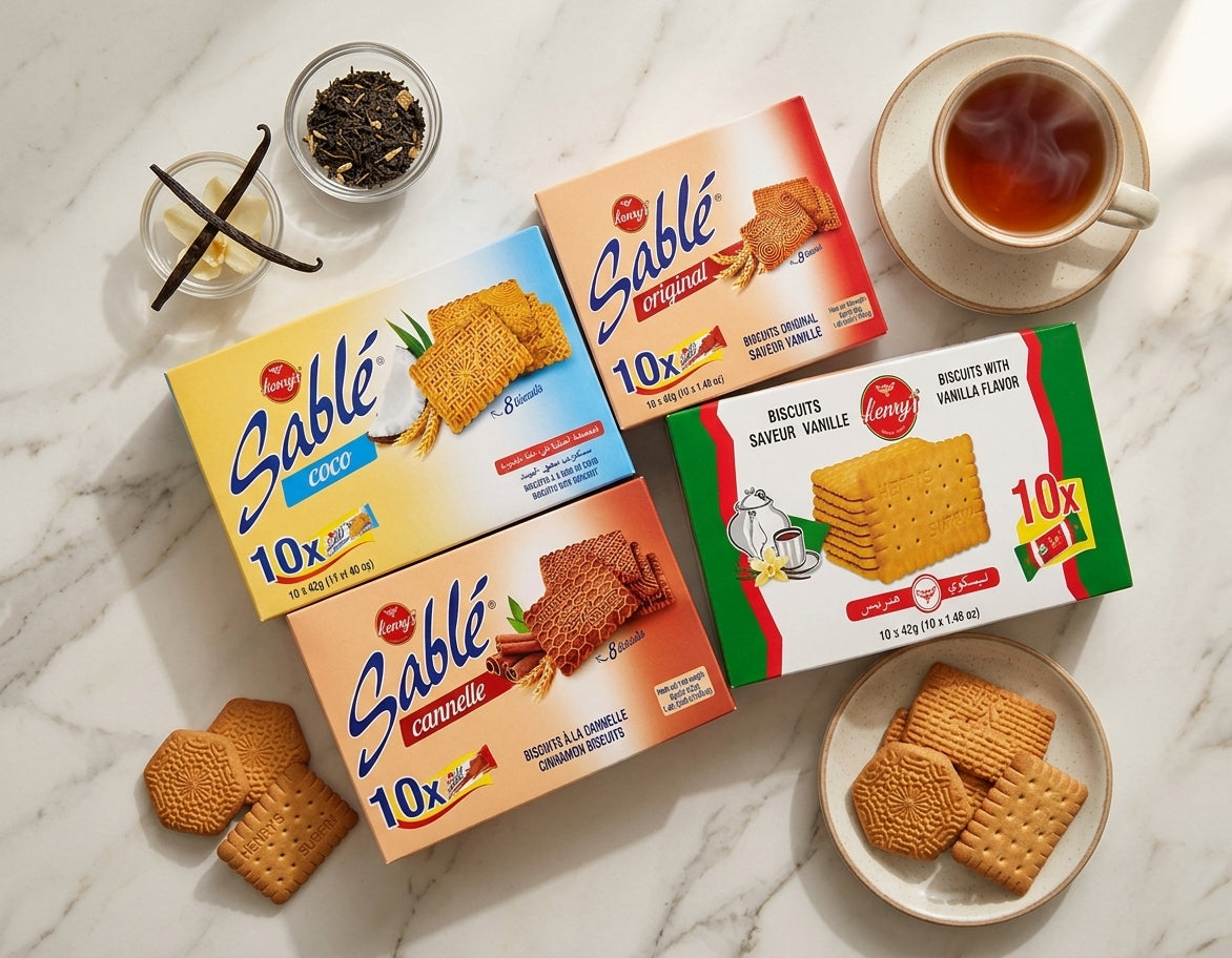 Henry’s Biscuits Variety Selection 4 Packs – Original, Sablé Original, Cinnamon & Coconut 10 x 42g