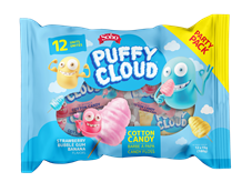 Soho Snacks Cotton Candy Floss Strawberry, Bubble Gum & Banana – Multipack of 12 Pouches